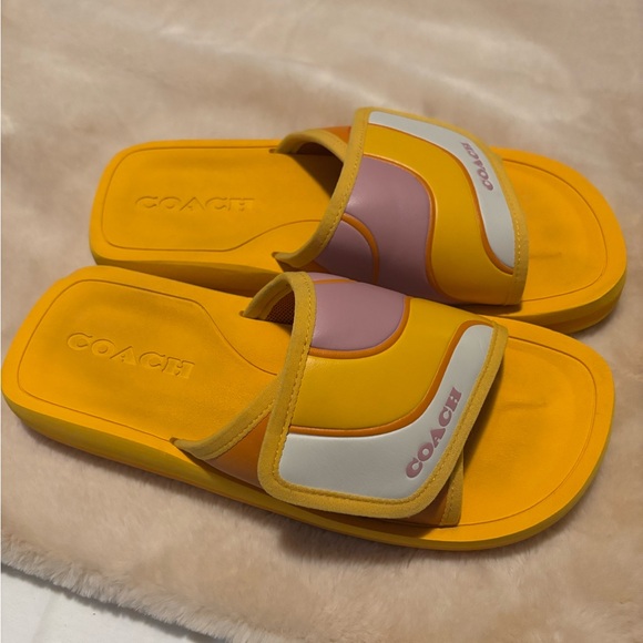 Coach Women's Paxton Sports Slide Sandals Papaya Yellow Violet Adjustable Sz 10 - Picture 8 of 10